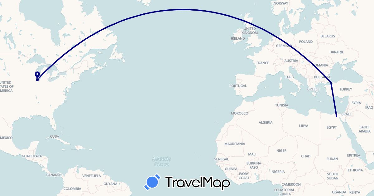 TravelMap itinerary: driving in Egypt, Turkey, United States (Africa, Asia, North America)